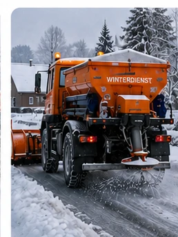 Unimog mit Streugerät im Winterdienst